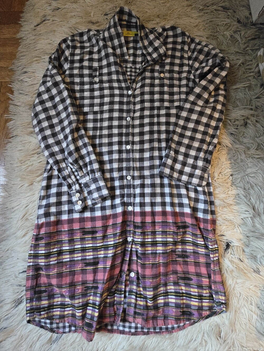 Roberta Roller Rabbit 100% Cotton Plaid Flannel Multi-Color Shirt Dress Size M
